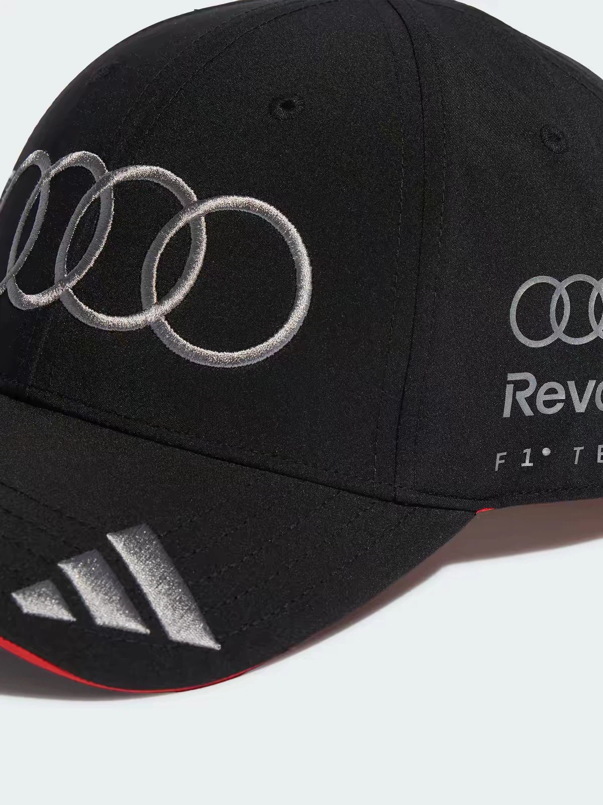 Black Racing Baseball Cap, Silver Embroidered Adjustable Snapback Hat for Motorsport Fans